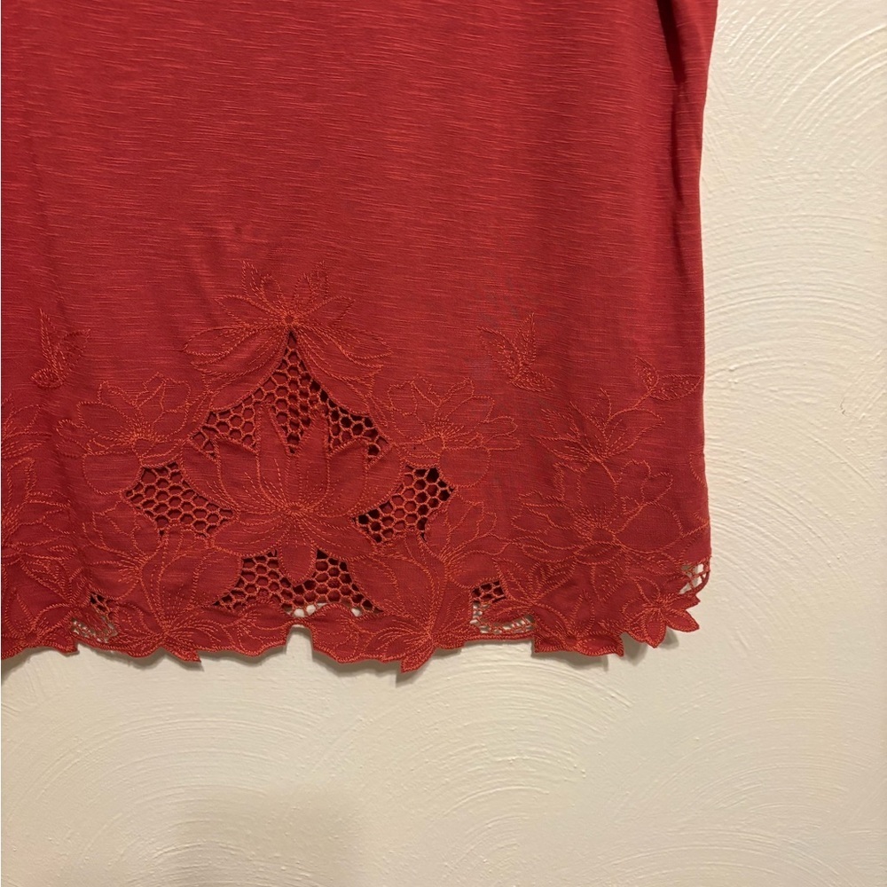 ADIVA Lace Hem Short Sleeve Top – Women’s Large - Picture 7 of 8